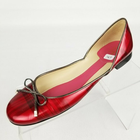 Kate Spade Womens Ballet Flats Red Plaid Bow Sz 8 - Picture 3 of 10